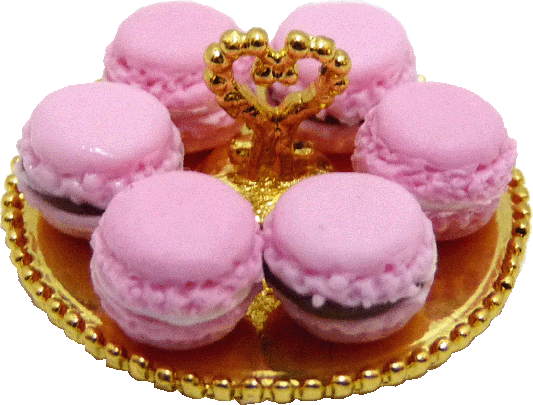 Pink Macarons on Gold Tray