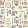 Sampler Wallpaper, Green, Pink