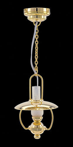 Hanging Oil Light with Wand, Brass, LED Battery