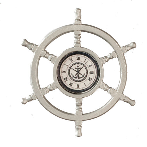Helmsmans Wheel Clock, Silver