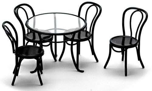 Patio Table & 4 Chairs, Black
