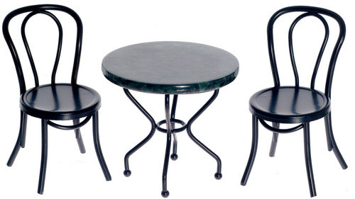 Marble Top Iron Table Set, Black