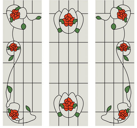 Slim Stained Glass, Roses & Leaves