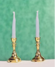 CBB617, Brass Candlestick Pair, Hexagon Base, Non Electric