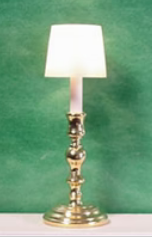 CBB636, Brass Candlestick Lamp with Shade, White