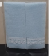 CBB691, Lace Trim Towel Set, Blue