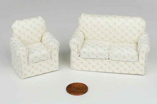 1/2" Scale Sugar Squares Living Room Set, 2pc
