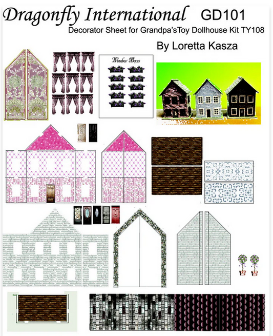 1/144" Scale Grandpa Toy Dollhouse Kit, Pink & White