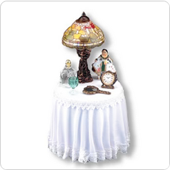 CPW062, White Skirted Table with Accessories