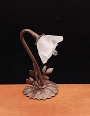 CSK149, Bronze Lamp With Frosted Flowered Shade
