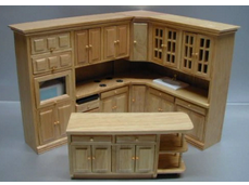 CPW126, Upper & Lower Kitchen Set With Island, Oak, 3pc