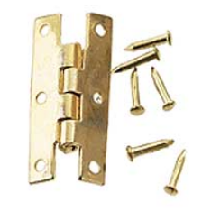 Brass H Hinges With Nails, 4pk