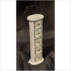 Petite Sewing Stand, Handpainted Cream Oriental