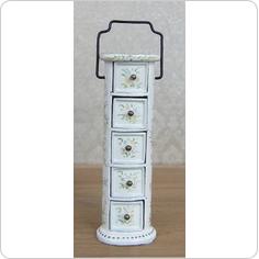 Sewing Oval Stand, Petite, White with Painted Wildflowers