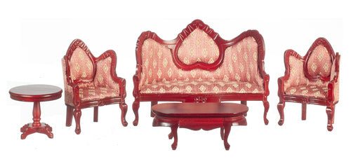 Victorian Living Room Set, Mauve, 5pc