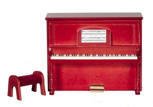 Upright Piano & Bench, Mahogany