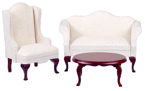 Living Room Set, 3pc, Mahogany
