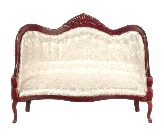 Victorian Sofa, White, Mahogany