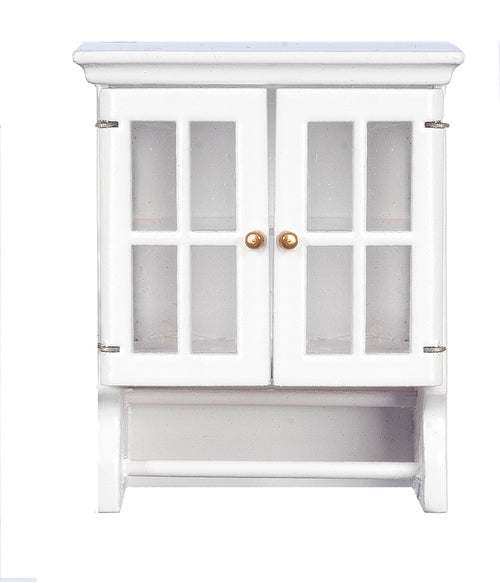 Towel Cabinet With Bar, White