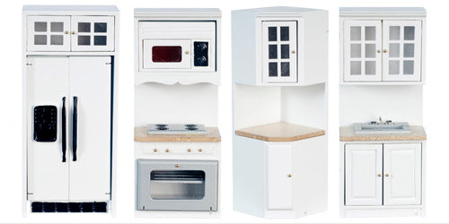 Kitchen Set, White, Marble, 4pc