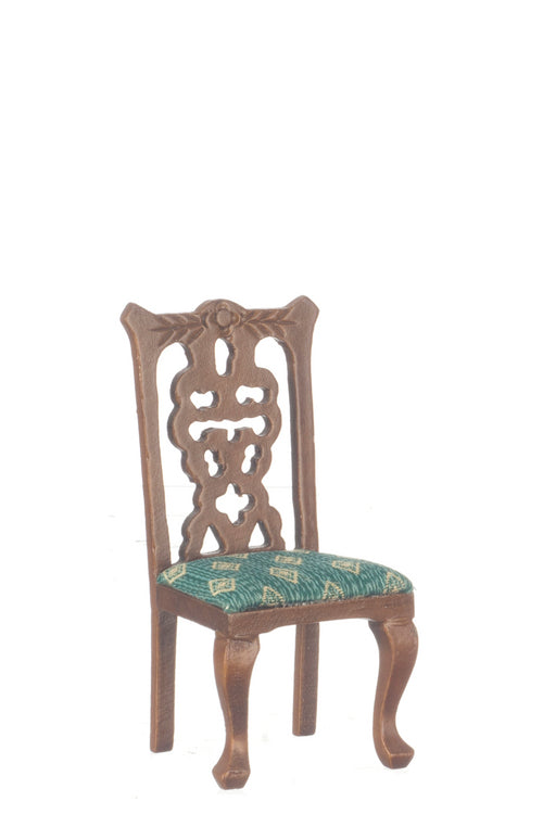 Side Chair, New Walnut, Green Cloth Seat