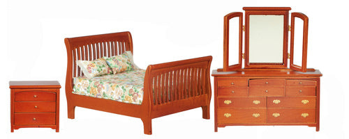 Bedroom Set Walnut Slat Bed 3pc