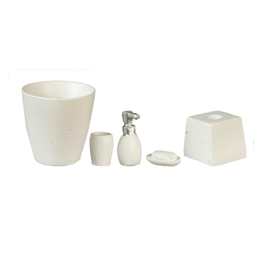 Bathroom Accessories, White, 5pc