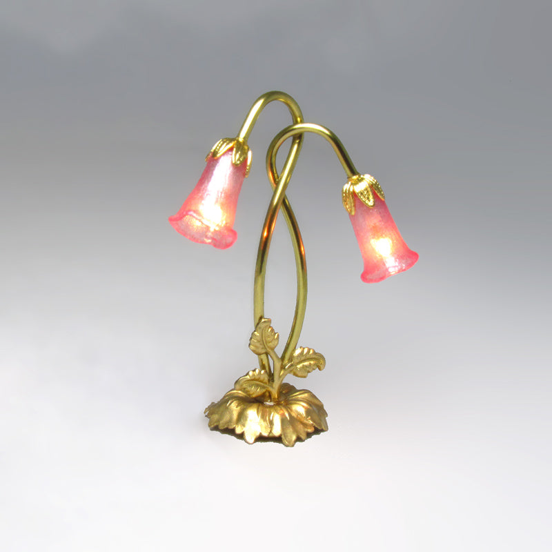 Brass Lamp with 2 Pink Shades