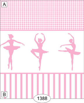 Ballerina Silhouette Pink Check Wallpaper, Pattern A