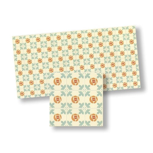 CRH1011, Mosaic Floor Tile, Blue, Orange, & Red