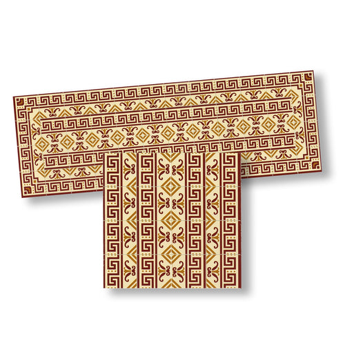 Mosaic Tile Border, Tan Gold Red Key