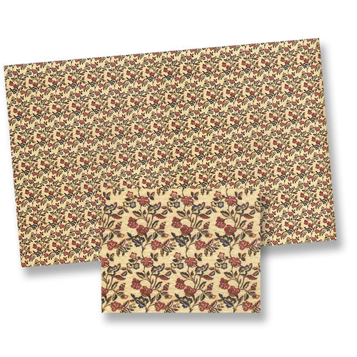 Red & Cream Floral Wallpaper