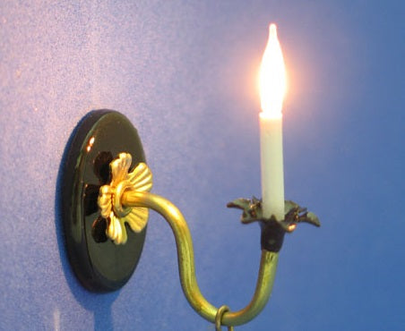 CBB545, Sconce, Black & Brass Candle with No Hanging Cyrstal