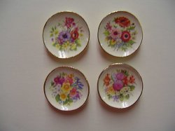 Pink Flower Dishes, 4pc