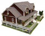 1/4" Scale Two Story Ranch House Dollhouse, Complete Kit
