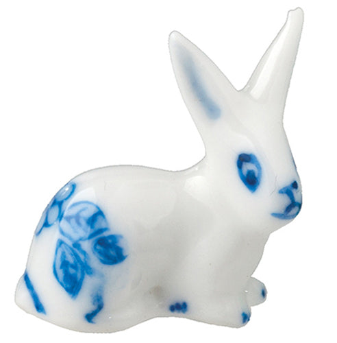 Porcelain Bunny Figurine, Blue