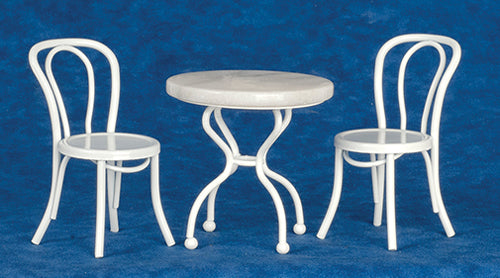 CPW013, Marble Top Iron Table Set, White, 3pcs