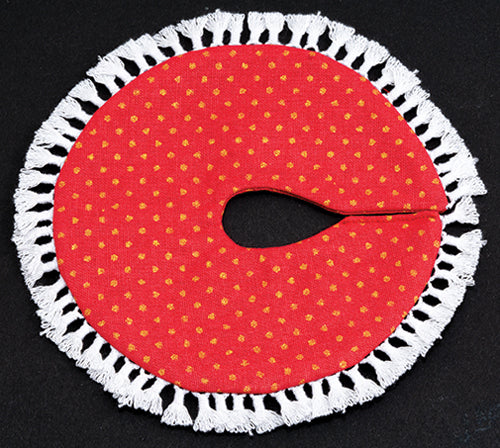 Christmas Tree Skirt, Red with Gold Dots