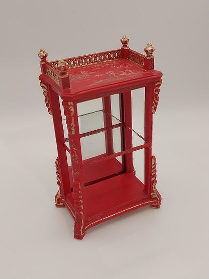 Curio or Console Galleried Red Chinoiserie