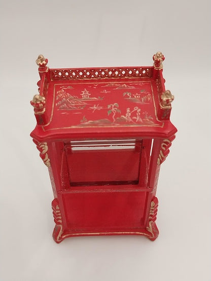 Curio or Console Galleried Red Chinoiserie