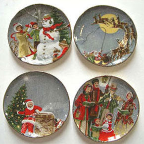 Christmas Platters, Gray, 4pc