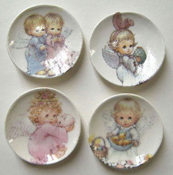 Easter Angel Plates, 4 Piece