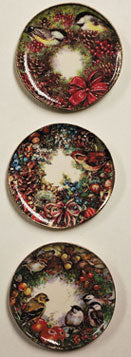 Decorative Plate, Wreaths With Birds, 3pc