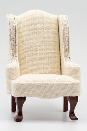 Chair, Mahogany with Beige Fabric