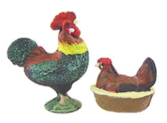 Hen & Rooster Banty, Painted