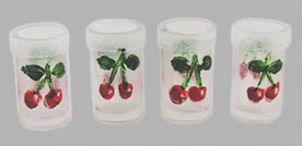 Glasses with Cherry Design, 4pc