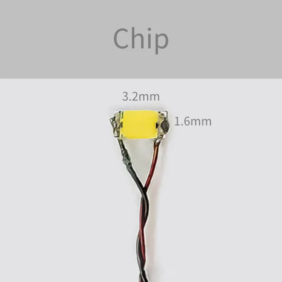 LED Chip, 3 Volt, Warm White with 8" Wire