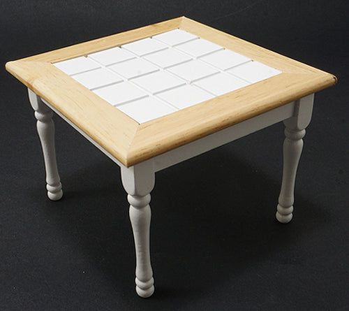 CPW033, Square Tile Table, White & Oak