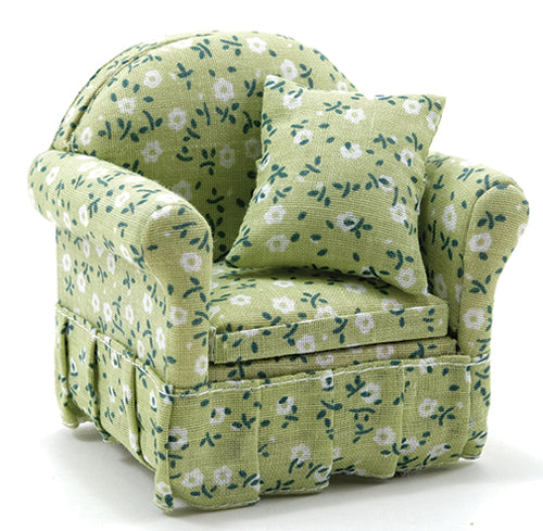 Chair, Green Floral Fabric