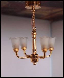 4-Arm Brass Ceiling Fixture Battery/LED